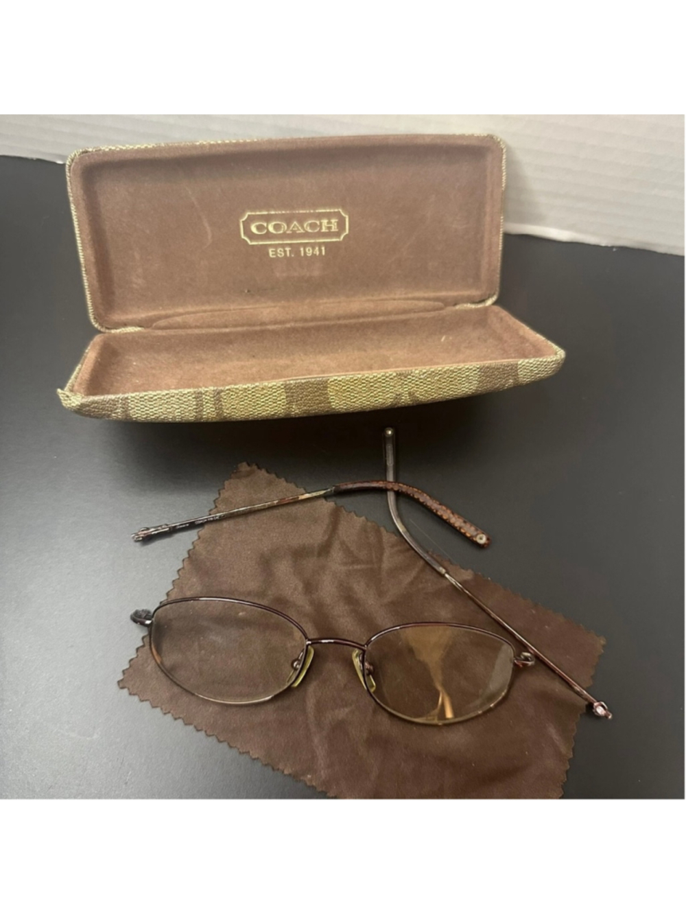 Coach 108 Caitlan Eyeglasses Frames Brown Oval w/ Case (Parts Only)